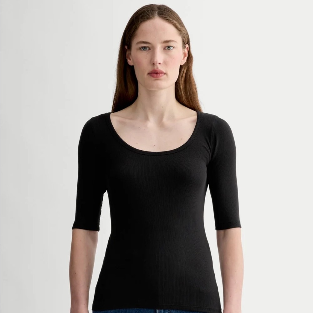 Everlane xxs Black Ribbed Scoop tee